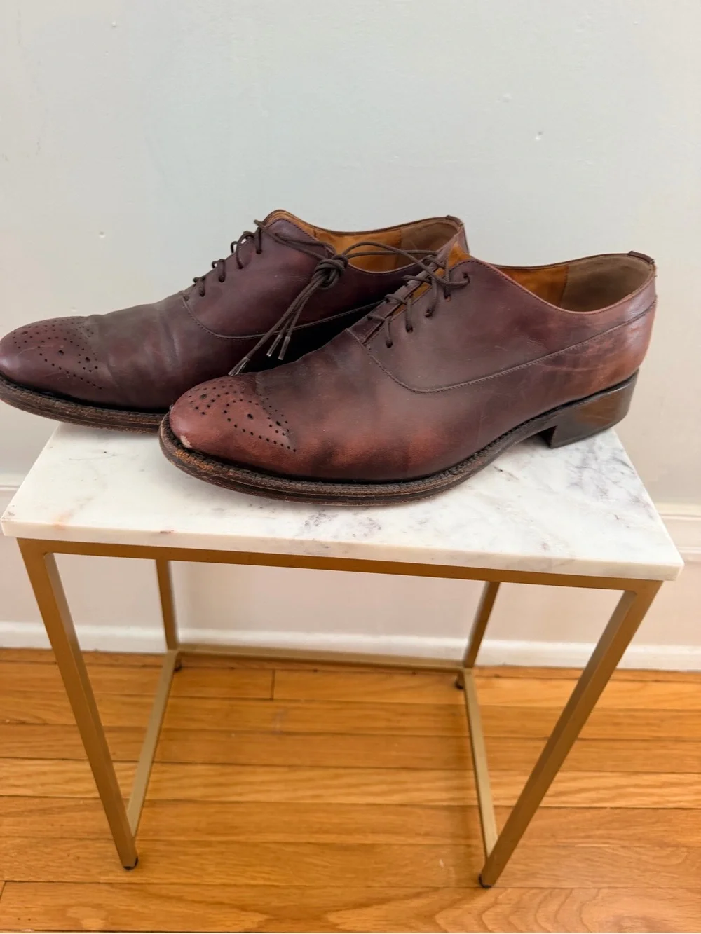 Jack Irwin Men's Red-Brown Leather Oxford Dress Shoes